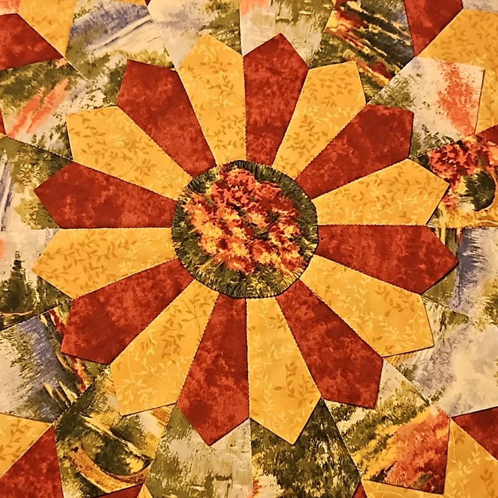 Amish Round Cotton Layered Patchwork Trivet / Hot Pad / Placemat / Pot Holder
